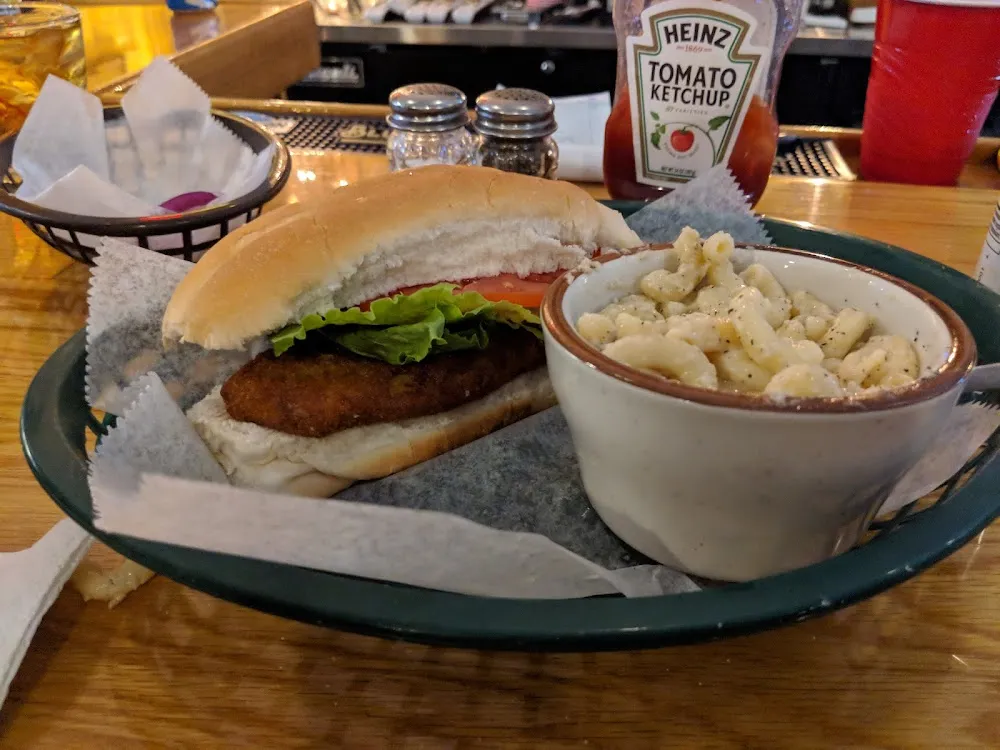 Fish Sandwich with Mac and Cheese